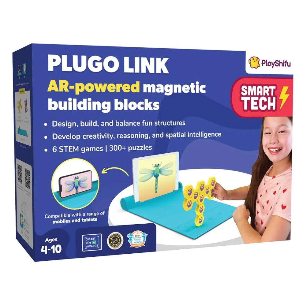 Playshifu Plugo Link Magnetic Building Blocks Kit With Stem Puzzles For Kids Ages 4-10 Year Yellow Pack Of 1