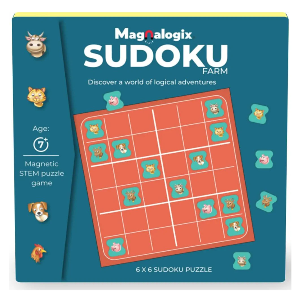 Pelikas Toyz Sudoku Puzzles Mind Games for Kids, Travel Toys for Kids 7 to 12 Years Old, Gift for Boys Girls, Magnalogix Sudoku Farm