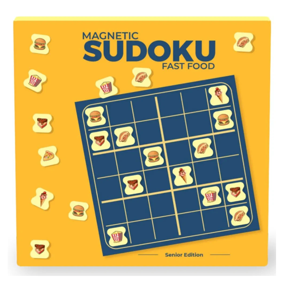 Pelikas Toyz Sudoku Mind Games Children, Puzzles Travel Toys for Kids 7 to 12 Years Old, Gift for Boys Girls, Magnalogix Sudoku -Fast Food - 6 x 6