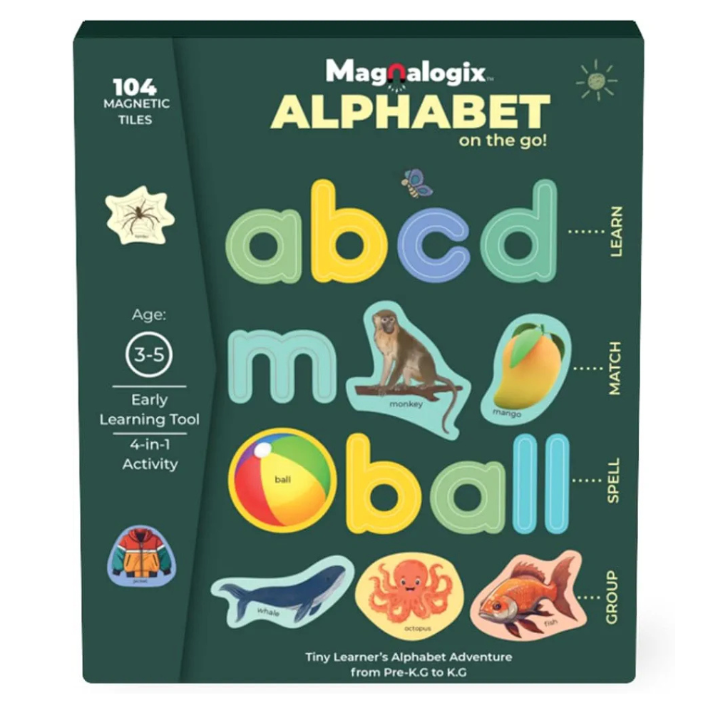 Pelikas Toyz Magnetic Alphabets for Kids, Montessori Toys for 3 + Year Old, Spelling Games for Kids 5 Years, Gift for Boys Girls - Magnalogix Alphabet on The Go !