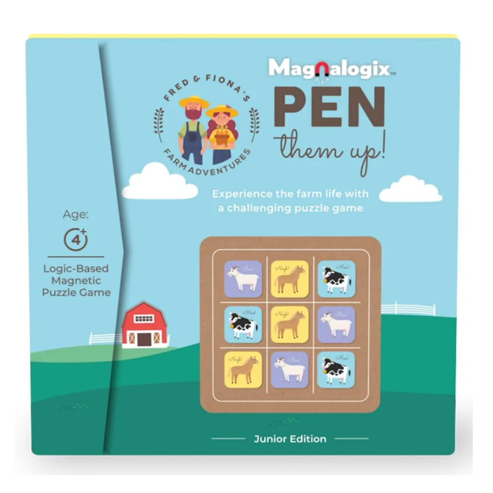 Pelikas Toyz Mind Game Brain 5 Year Old, Educational Travel Games for Kids 4 to 7 Years Old, Gifts for Boys Girls, Magnalogix Magnetic PuzzleTile Toy Game, Pen Them Up Junior