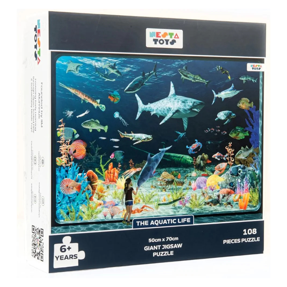 Nesta Toys Floor Puzzle & Game, Aquatic Life Jigsaw Puzzle, Educational Toy, Gifts for Boys & Girls Ages 6 to 14 Learning Toys 108 pcs, 70 x 50 cm