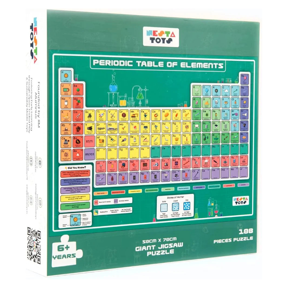 Nesta Toys Floor Puzzle & Game Periodic Table of Elements Jigsaw Puzzle, Educational Toy, Gifts for Boys & Girls Ages 6 to 14 108 pcs, 70 x 50 cm