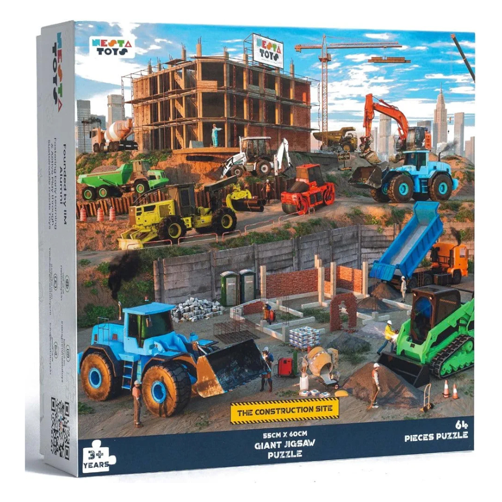 Nesta Toys Floor Puzzle & Game Construction Site & Vehicles, Jigsaw & Toddler Puzzles, Educational Toy, Gifts for Boys & Girls Ages 3, 4, 5, 6, 7