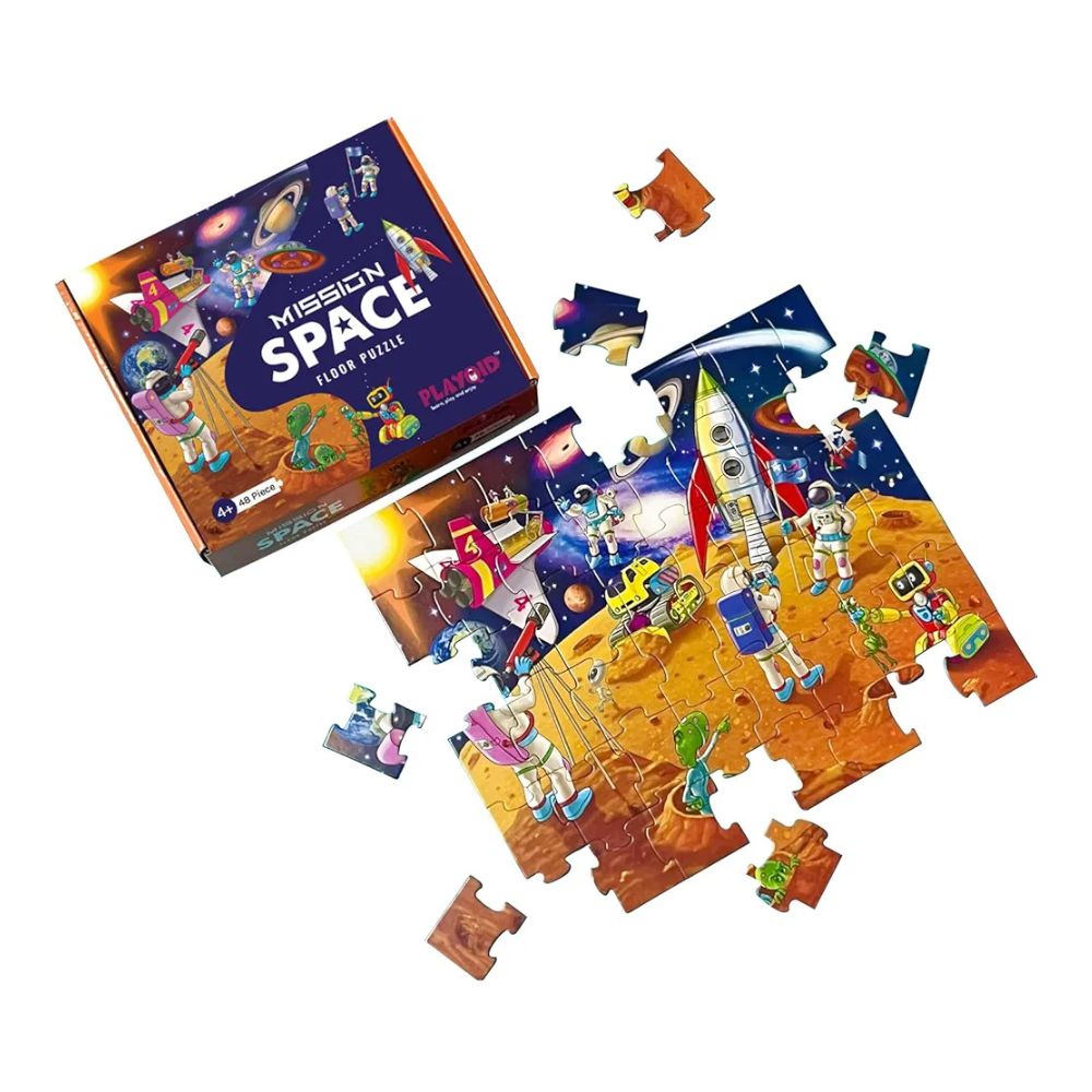 Playqid Puzzle Games for Kids Age 4 to 8 Years 48-Piece,35x30cm–Jigsaw Kid’s Floor Puzzle Mat Outer Space Solar System Educational Memory Toy