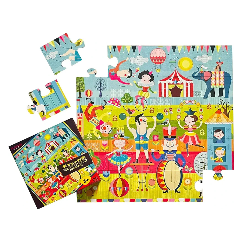 Playqid Puzzle for Children Circus Carnival 25 Giant Pieces Jigsaw Puzzle for Kids, Floor 2-4, Circus Tent Theme Party Gift for Toddlers