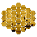 Bikri Kendra Glass Hexagon 30 Golden Mirror Stickers for Wall Decor Acrylic Mirror Acrylic