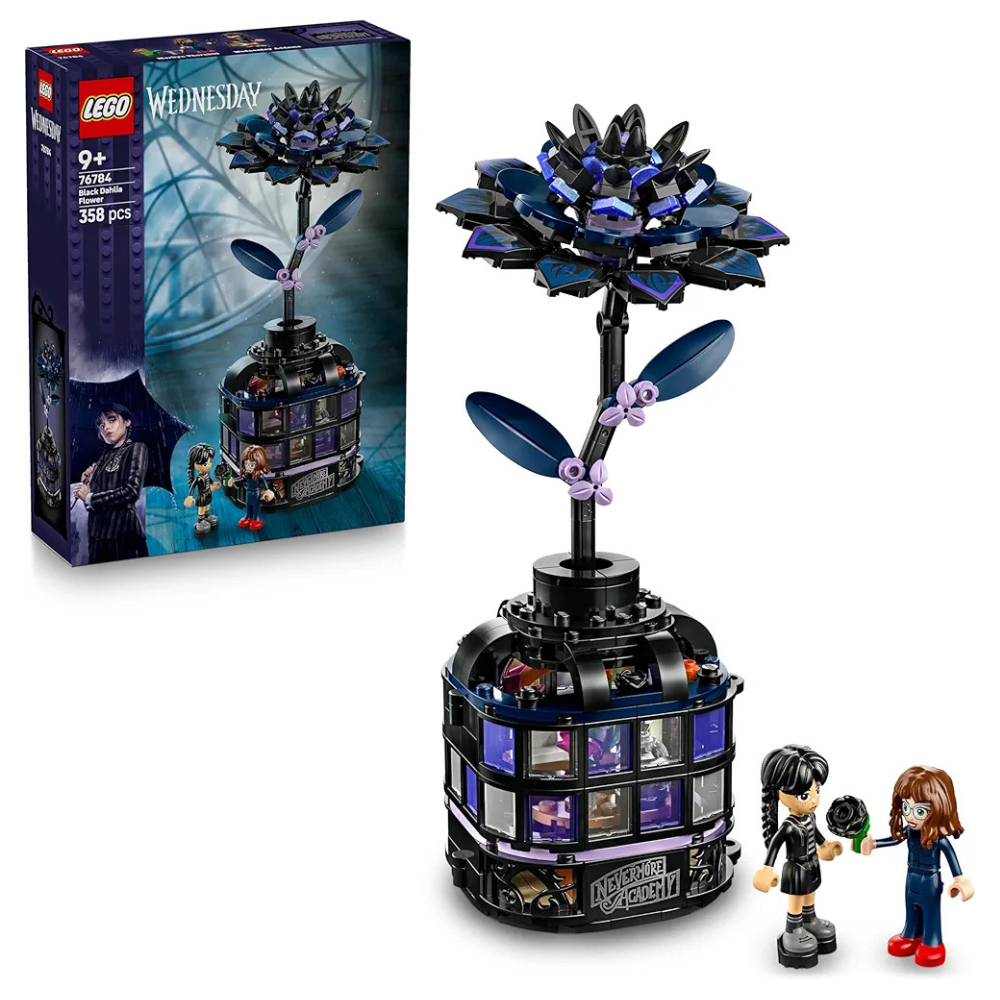 Lego Wednesday Black Dahlia Flower, Faux Plant Room Decor 76784 - Building Blocks Set for Age 9+ Boys and Girls