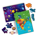 Lefan India Map & Solar System Floor Puzzle Mat for Kids – Set of 2 Educational Wooden Jigsaw Puzzles – Geography & Space Learning Toys for Boys & Girls Age 3+