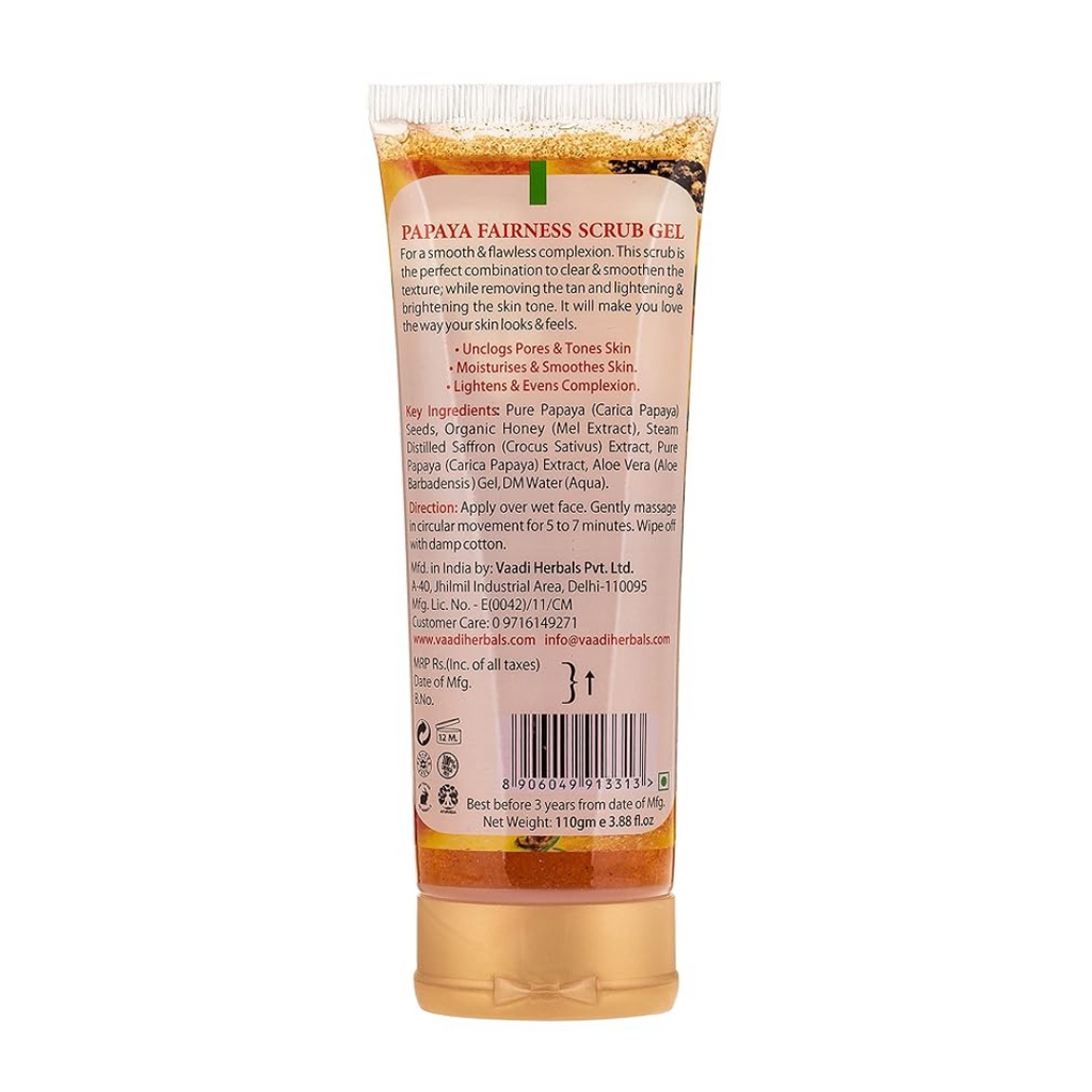 Vaadi Herbals Papaya Fairness Scrub Gel with Honey and Saffron - 110 gms