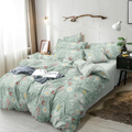 The Home Style Cotton Feel Glace Cotton 300 Threadcount Elastic Fitted Printed Queen Size Double Bed Bedsheet with 2 Pillow Cover Upto 350 tc Pastel Hydrangea Bloom