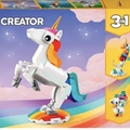 Lego Creator Magical Unicorn 31140 Building Toy Set, with Unicorn, Seahorse and Peacock Models for Kids Aged 7+