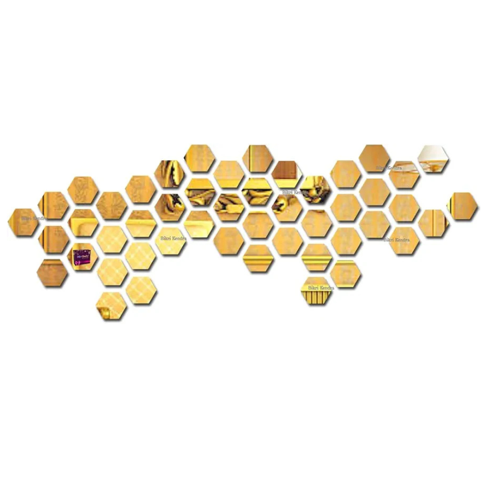 Bikri Kendra Hexagon Stickers for Wall Hexagon Mirror Stickers Acrylic Mirror Wall Decor Hexagonal Wall Sticker