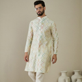 Anouk Geometric Embroidered Mandarin Collar Sequins Straight Kurta