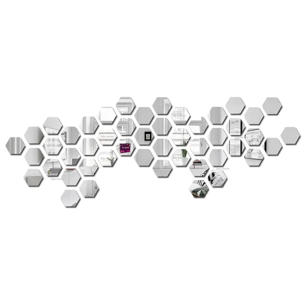 Bikri Kendra Hexagon Stickers for Wall Hexagon Mirror Stickers Acrylic Wall Decor Sticker Hexagonal Mirror Wall Sticker