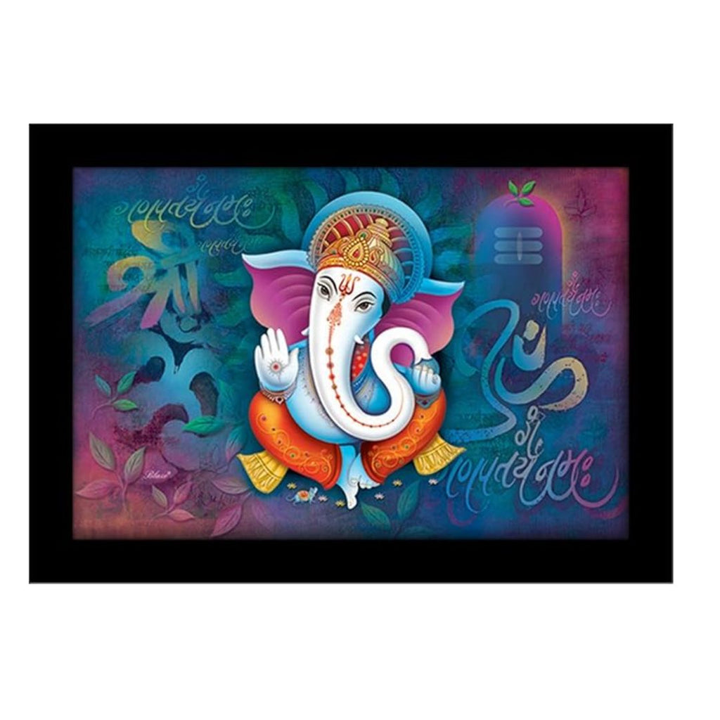 Lifehaxtore Ganesha with Om Art Framed Painting