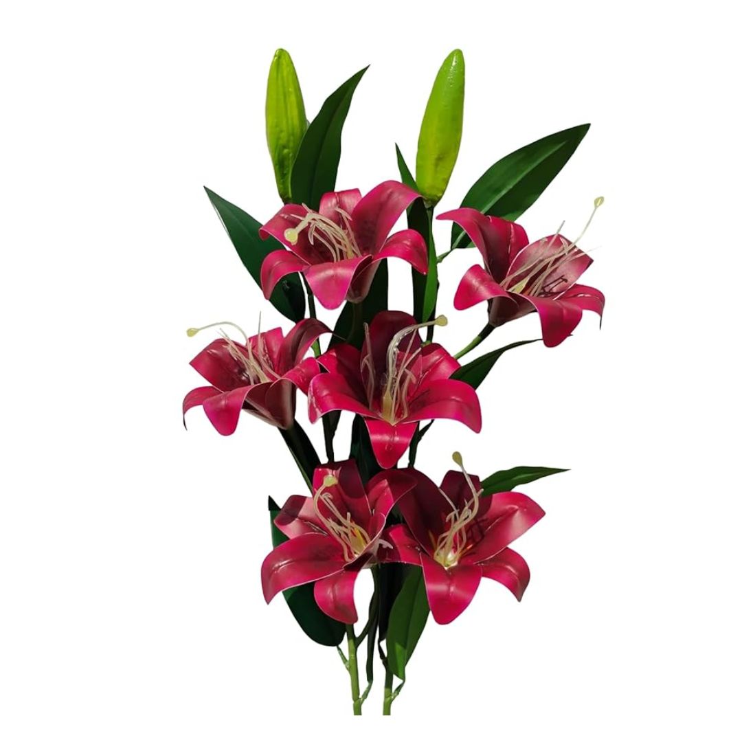 Decor Artificial Lily Flower Bunch Long Stem Perfect Vase/Pot Decoration Set Of 3 Stems