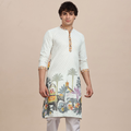 Anouk Men Ethnic Motifs Embroidered Thread Work Mandarin Collar Pure Cotton Straight Kurta