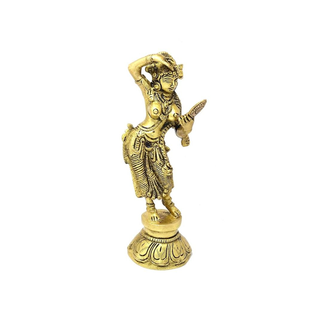 Two Moustaches Brass Lady with Mirror Showpiece