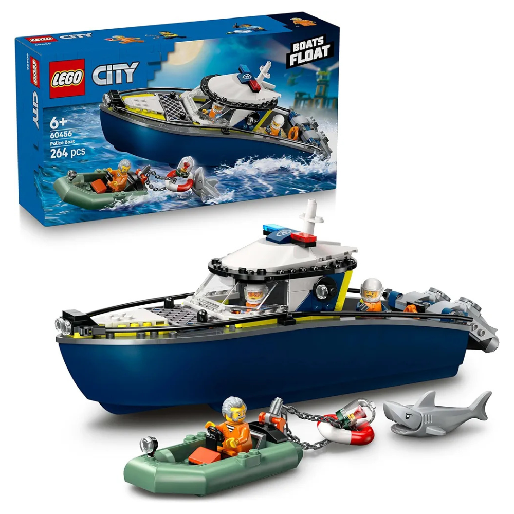 Lego City Police Boat Chase Toy with a Floatable Speedboat and Dinghy 60456 Building Blocks Toys for 6+ Gift for Boys and Girls