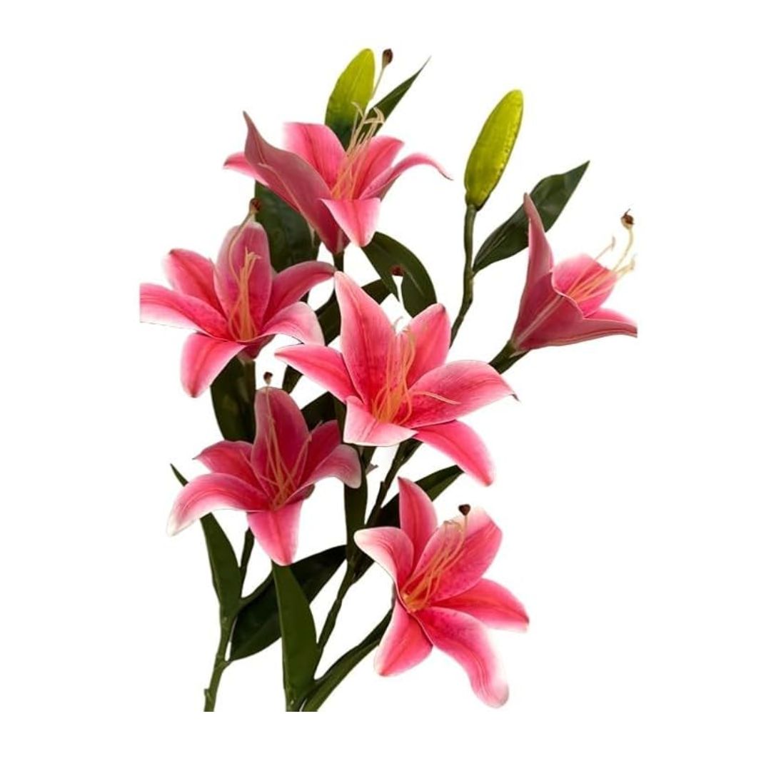 Decor Artificial Lily Flower Bunch Long Stem Perfect Vase/Pot Decoration Set Of 3 Stems