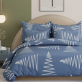 The Home Style 400 TC Cotton Elastic Fitted All Around Printed Queen Size Double Bed Bedsheet wih 2 Pillow Cover Dusk Blue