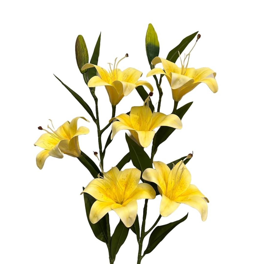Decor Artificial Lily Flower Bunch Long Stem Perfect Vase/Pot Decoration Set Of 3 Stems