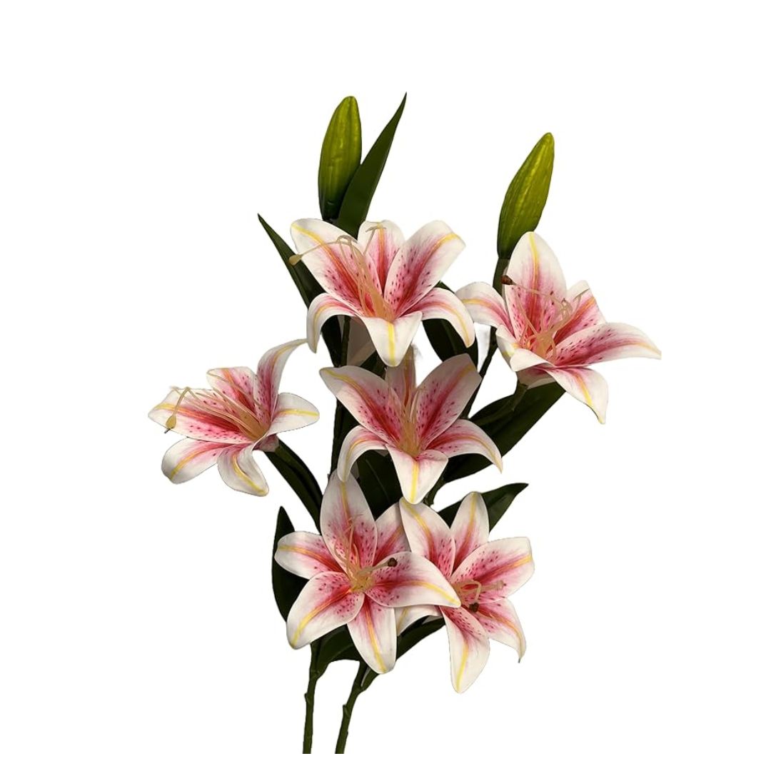 Decor Artificial Lily Flower Bunch Long Stem Perfect Vase/Pot Decoration Set Of 3 Stems