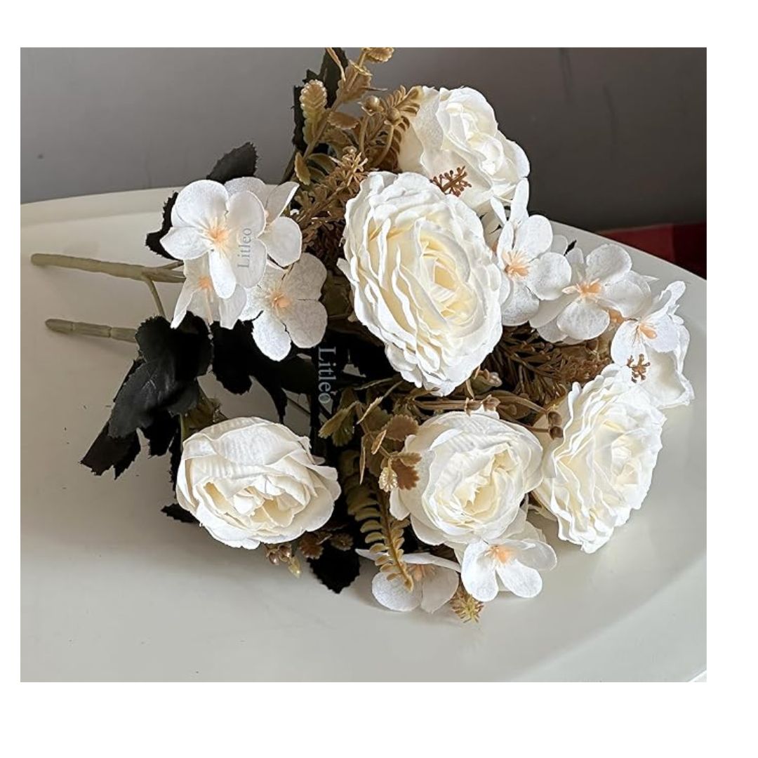 Wooden Pot with Multi-Design Dry Artificial Flowers Elegant Décor Delight