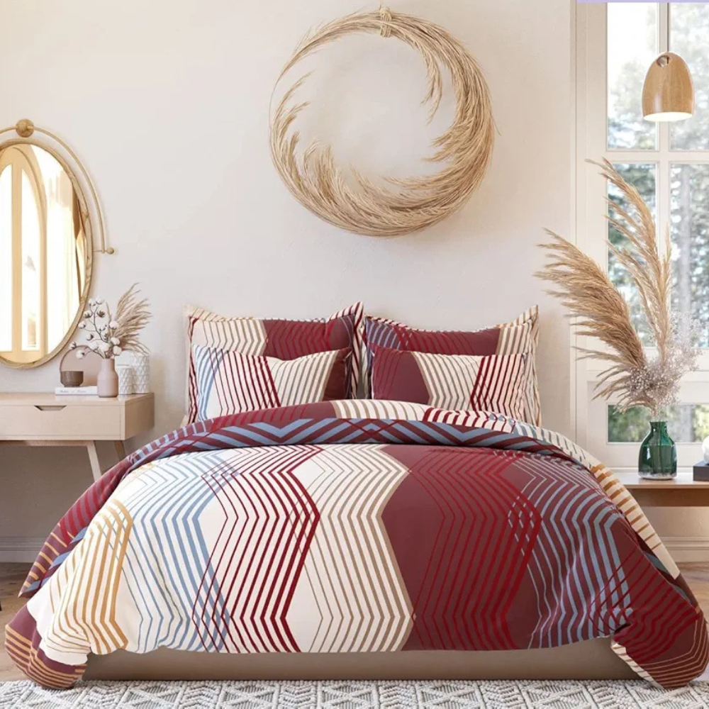 The Home Style Cotton Elastic Fitted All Around Printed Queen Size Double Bed Bedsheet Wih 2 Pillow Cover 400 TC Smoky Rose