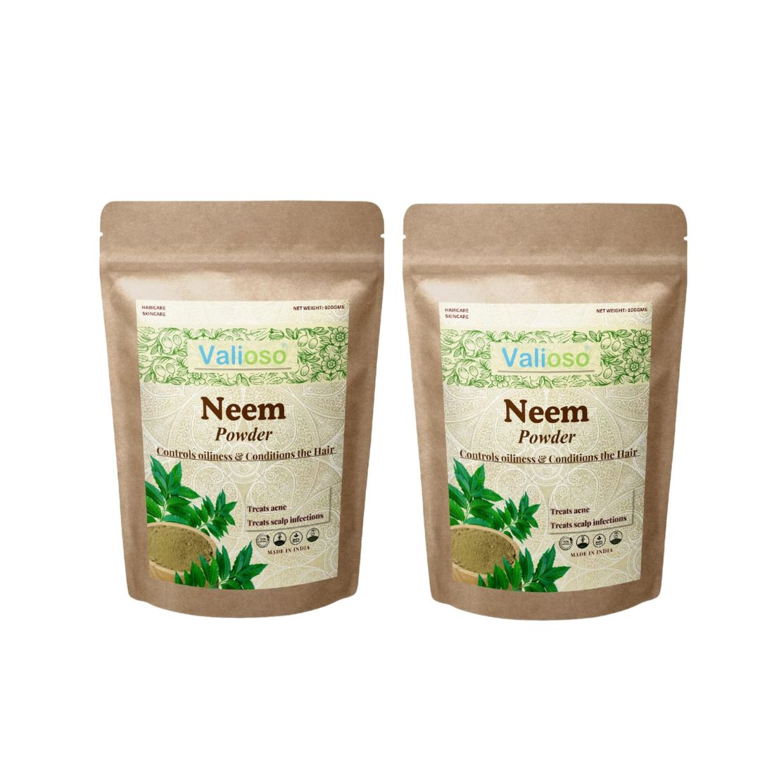 Valioso Natural Neem Powder Ideal for Face pack and Hair - 100 gms (Pack of 2)