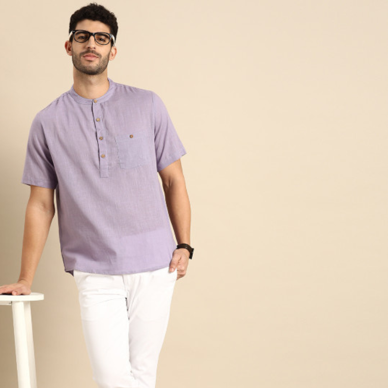 Anouk Men Lavender Pastels Cotton Kurta