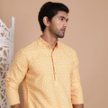 Anouk Men Floral Printed Sequinned Floral Kurta Yellow