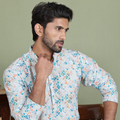 Anouk Floral Printed Mandarine Collar Straight Kurta