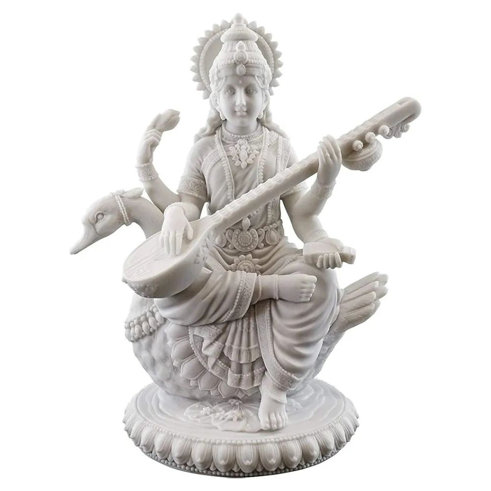 Sevliya Traders Big Beautiful Sitting Saraswati for Home Decoration-Height | 8.5 inches