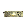 Two Moustaches Brass Shankh Chakra Namah Wall Hanging Antique White