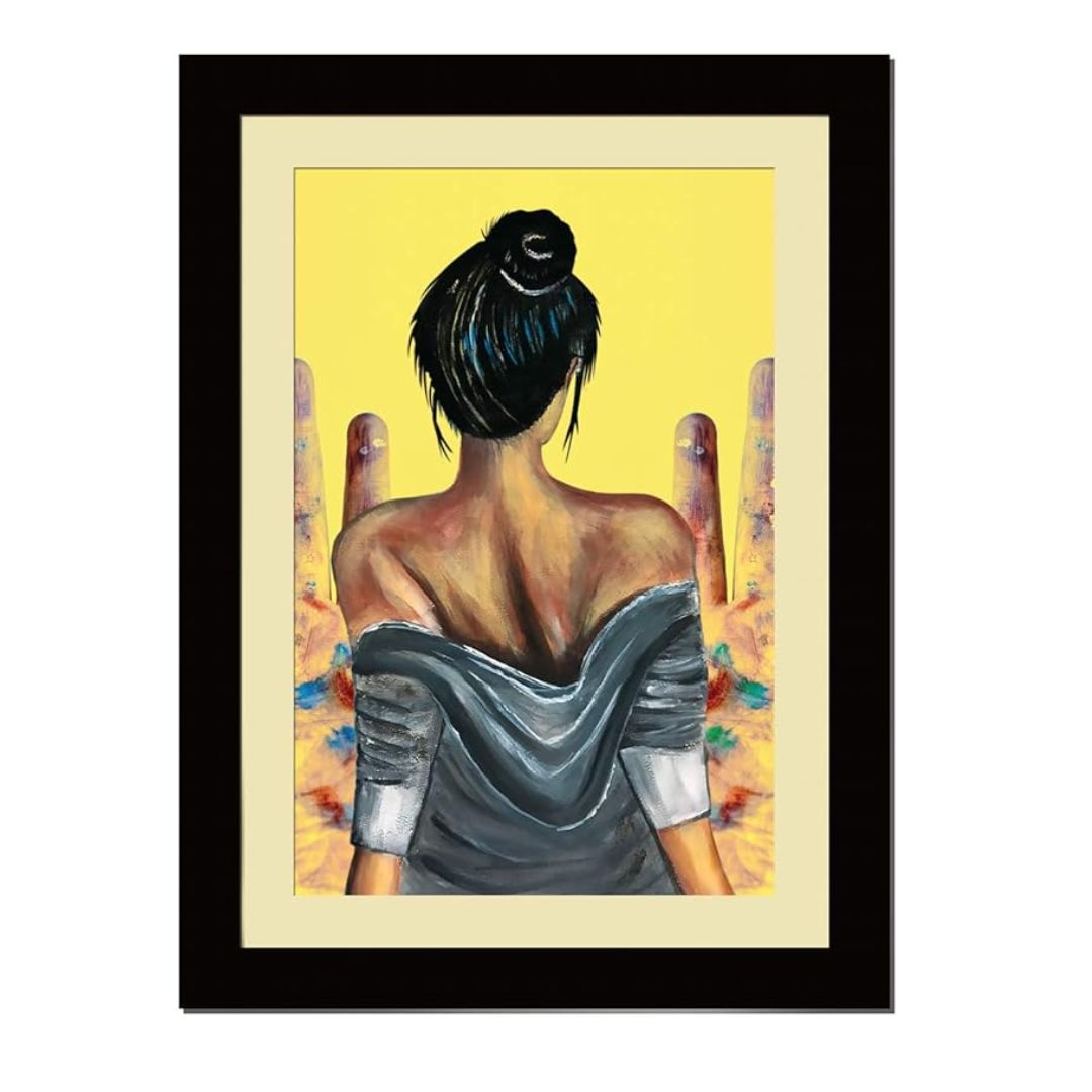 ArtX Paper Premium Abstract Girl Wall Art Painting Multicolor Abstract