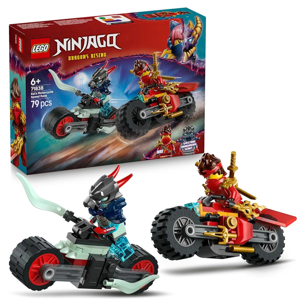 Lego NINJAGO Kai’s Motorcycle Speed Race Playset with 2 Ninja Bike Toys 71838 Building Blocks Toys for 6+ Gift for Boys and Girls