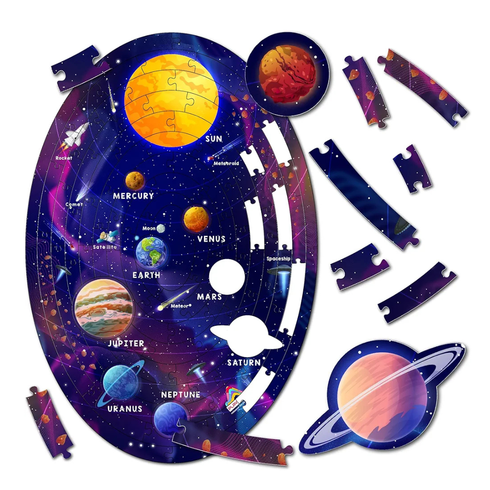 palyhills Amazing Outer Space Solar System 108 Pieces Jigsaw Floor Puzzle with Planet-Shaped-Pieces Mega Jigsaw Floor Puzzle 45 x 30 CM for Kids Age 6+ Years