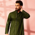 Anouk Geometric Embroidered Sequinned Cotton Straight Kurta