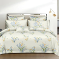 The Home Style 400 TC Cotton Printed All Around Elastic Fitted King Size Double Bed Bedsheet with 2 Pillow Cover II 170GSM Ivory Cream