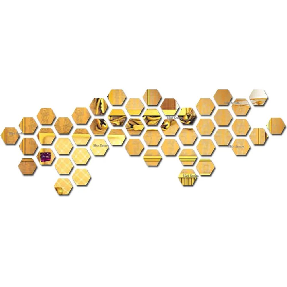 Bikri Kendra Hexagon Stickers for Wall Hexagon Wall Stickers Acrylic Mirror Wall Decor Sticker Hexagonal Mirror Wall Sticker