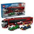 Lego City F1 Truck with RB20 & AMR24 F1 Cars Toy Race Vehicle Transporter Playset 60445