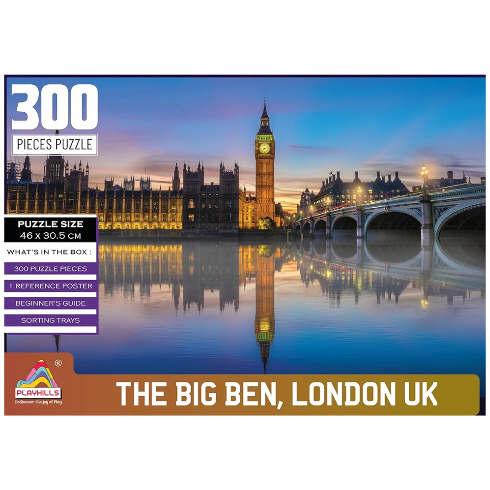 Playhills 300 Piece Wooden Puzzle Big Ben,London 300 Piece Puzzle for Kids & Adults Improves Your Child Brain Power Focus & Memory, Gift for Age 8+ Year