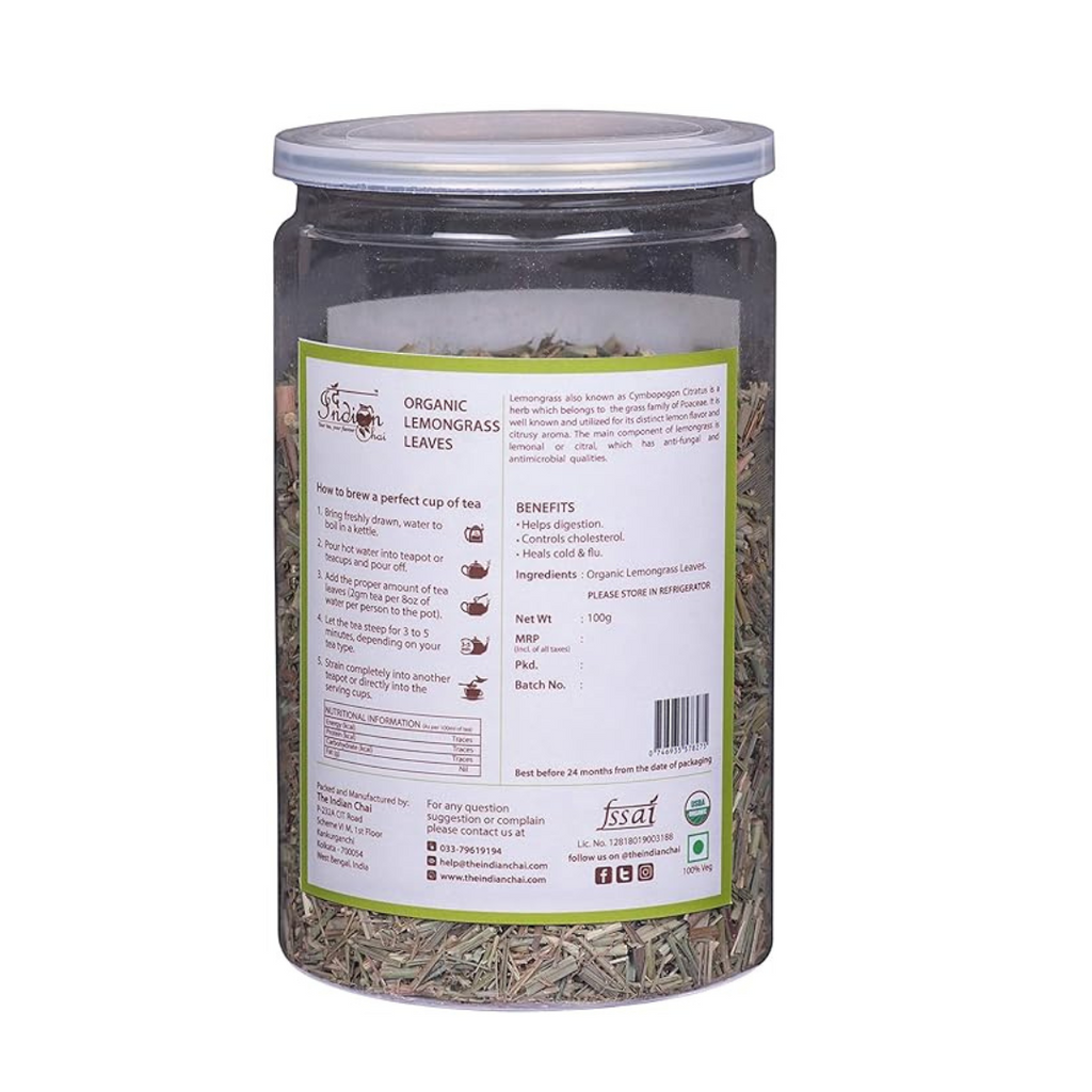 The Indian Chai – Organic Lemongrass Tea Loose Leaves - 100 gms (Pack of 2)