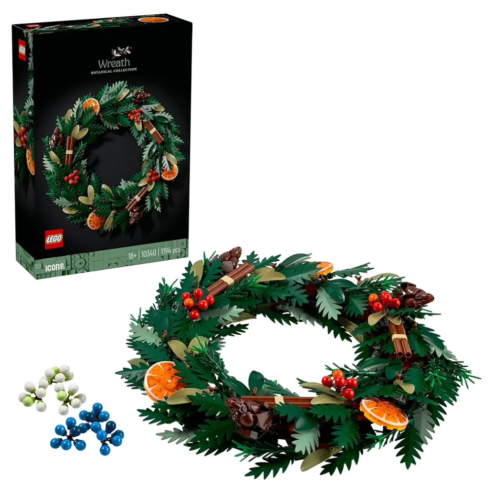 Lego Icons Wreath-Making Kit Holiday Garland Table Centerpiece Decoration Gift for Adults 10340