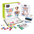 FLO Toys Magnetic Learning Centre for Kids Double-Sided Magnetic Board with A-Z Letters, 0-9 Numbers Marker & Duster Educational Preschool Toy for Boys & Girls