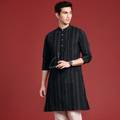 Anouk Men Polka Dot Printed Pure Cotton Kurta Colour Black And Grey