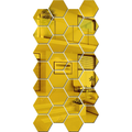 Bikri Kendra 28 Hexagon Golden Mirror Stickers for Wall Acrylic Mirror Wall Decor Sticker Wall