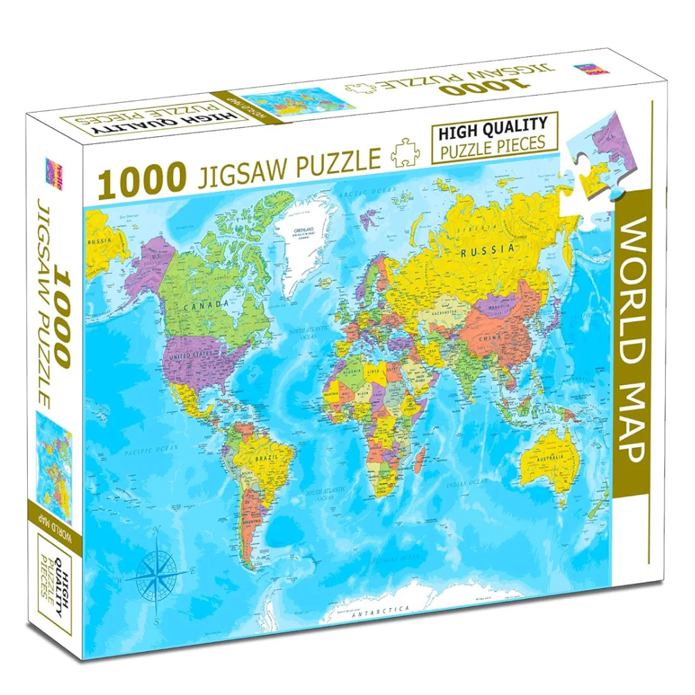 Hello Friend World Map Jigsaw Puzzles 1000-Piece for Kids and Childrens Educational Challeging World Map